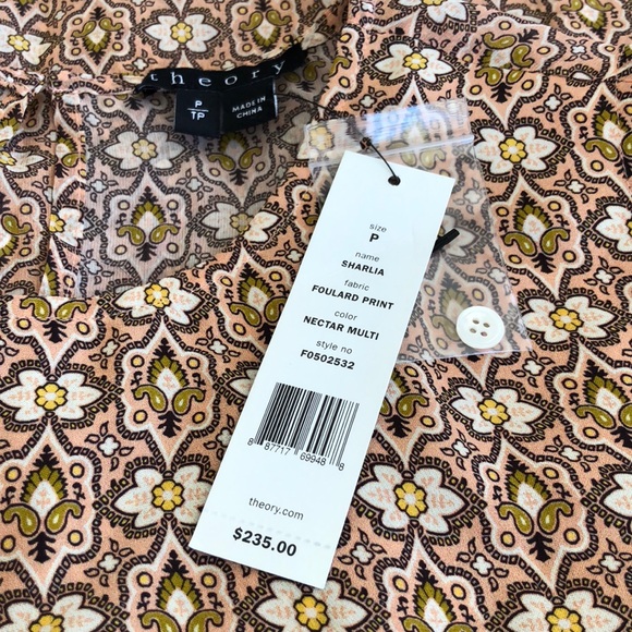 THEORY SHARLIA FOULARD PRINT SLEEVELESS SILK TOP - Picture 2 of 5